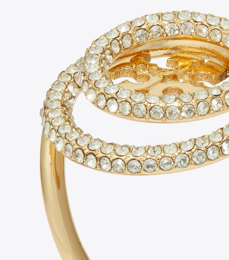 Tory Burch designer rings Miller Pavé Double Ring in Tory Gold / Crystal angle