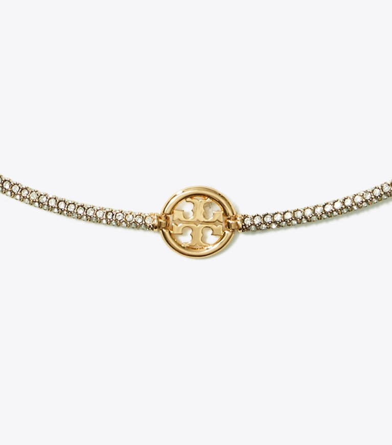 Tory Burch designer halsketten Miller Pavé-Halskette in Tory Gold / Crystal front