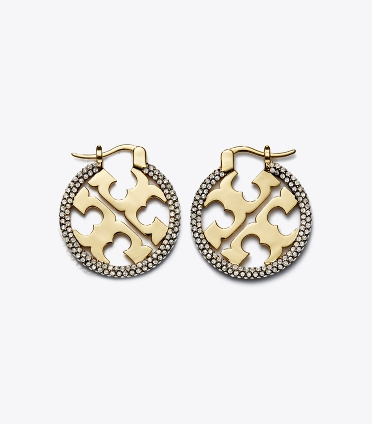 Tory Burch designer earrings Miller Pavé Hoop Earrings in Tory Gold / Crystal additional