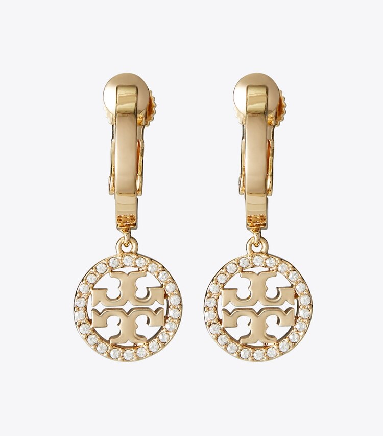 Tory Burch designer イヤリング＆ピアス ミラー パヴェ ハギーフープ クリップオンイヤリング in Tory Gold / Crystal ディテール