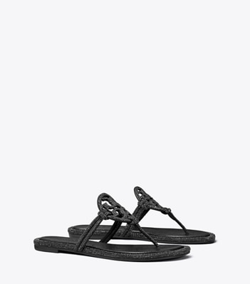 Tory Burch designer sandals Miller Pavé Knotted Sandal in PERFECT BLACK angle