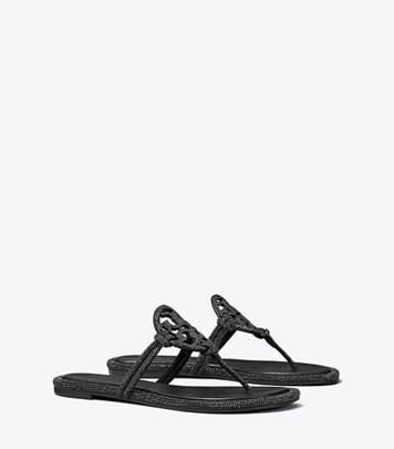 Tory Burch designer sandals Miller Pavé Knotted Sandal in PERFECT BLACK angle