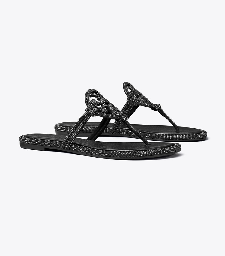 Tory Burch designer サンダル ミラー パヴェ ノット サンダル in PERFECT BLACK angle