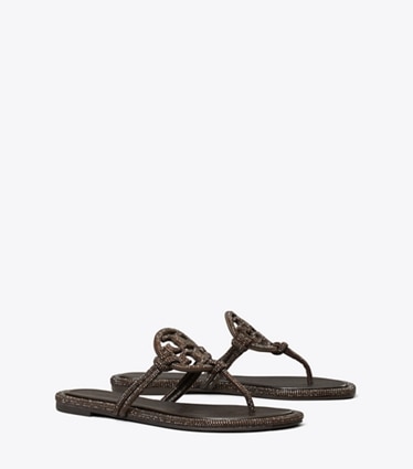 Tory Burch designer sandals Miller Pavé Knotted Sandal in COCOA angle