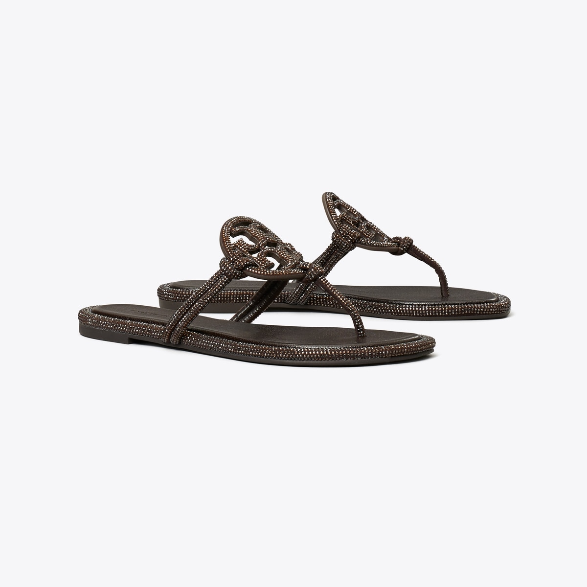 Tory Burch Miller Pavé hair barrette in a dark finish with crystals Tory Burch Miller Pave Logo Thong Sandals | Neiman Marcus main image 3