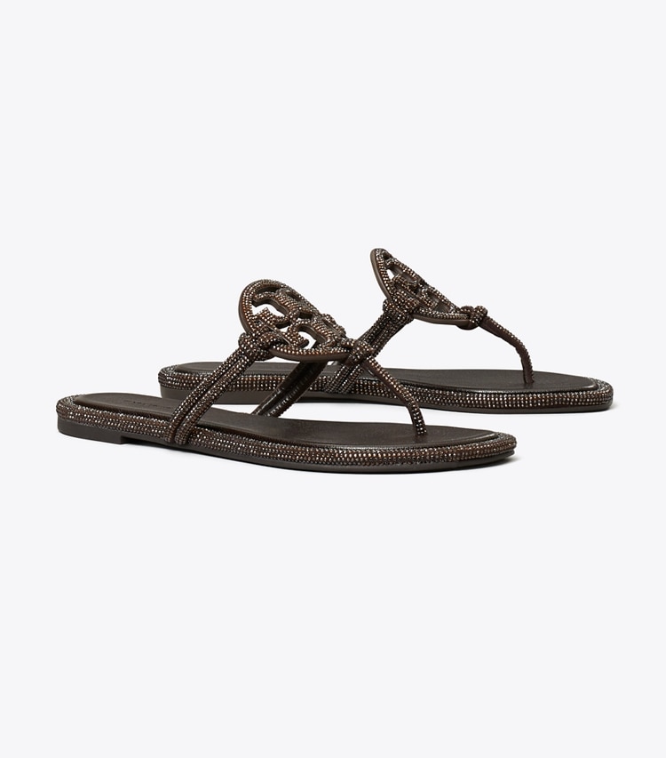 Tory Burch designer sandals Miller Pavé Knotted Sandal in COCOA angle