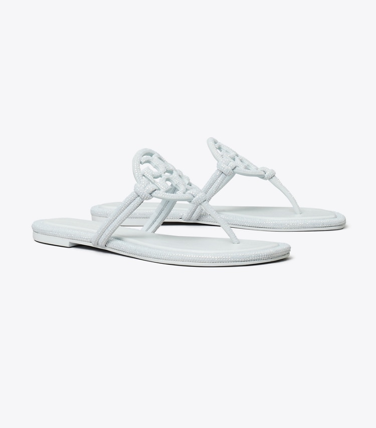 Tory Burch designer sandals Miller Pavé Knotted Sandal in LIGHT SUMMIT angle