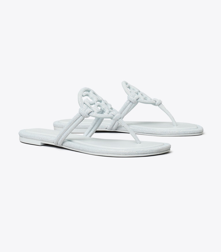 Tory Burch designer sandals Miller Pavé Knotted Sandal in LIGHT SUMMIT angle