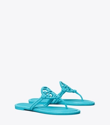 Tory Burch designer sandals Miller Pavé Knotted Sandal in SOFT TURQUOISE angle