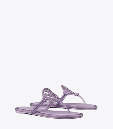 Tory Burch designer sandals Miller Pavé Knotted Sandal in DARK LILAC angle