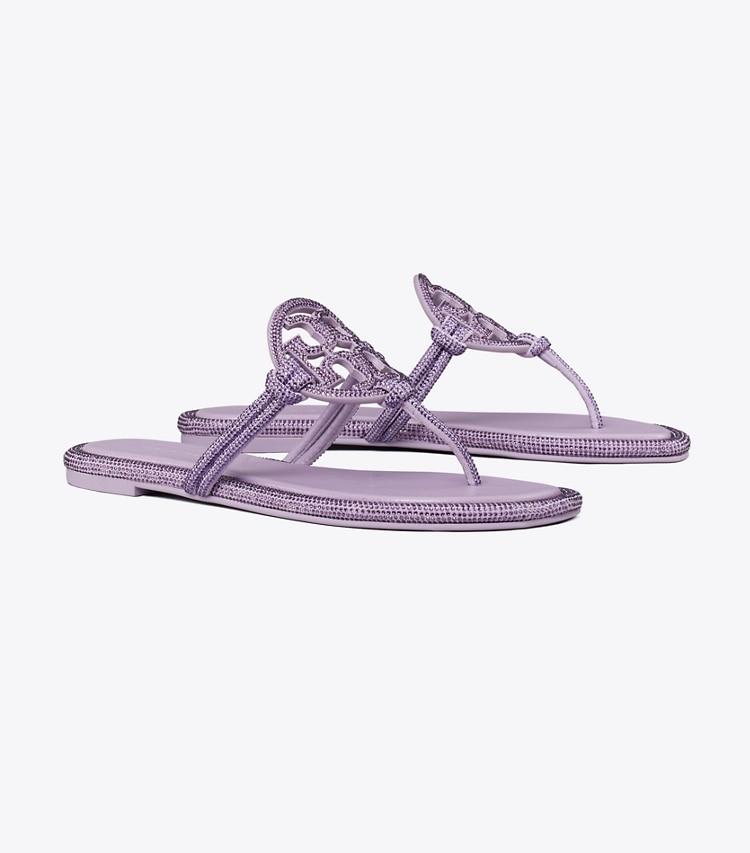 Tory Burch designer sandals Miller Pavé Knotted Sandal in DARK LILAC angle