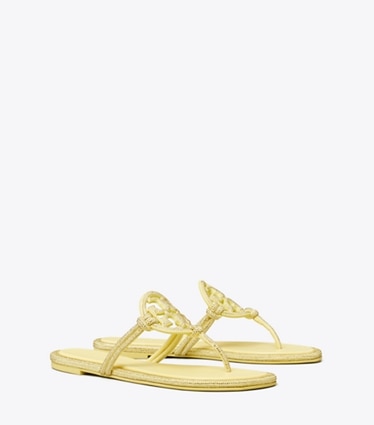 Tory Burch designer sandals Miller Pavé Knotted Sandal in MATTE SUN angle
