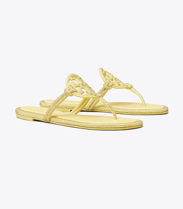 Tory Burch designer sandals Miller Pavé Knotted Sandal in MATTE SUN angle