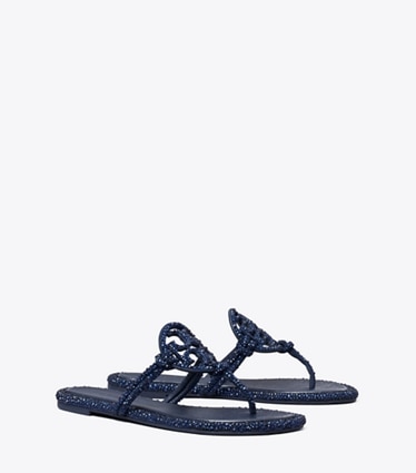 Tory Burch designer sandals Miller Pavé Knotted Sandal in NEW NAVY angle