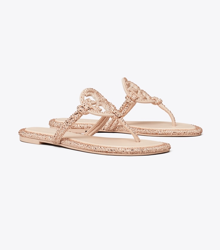 Tory Burch designer sandals Miller Pavé Knotted Sandal in ROSE PINK angle