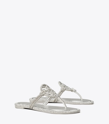 Tory Burch designer sandals Miller Pavé Knotted Sandal in SILVER angle