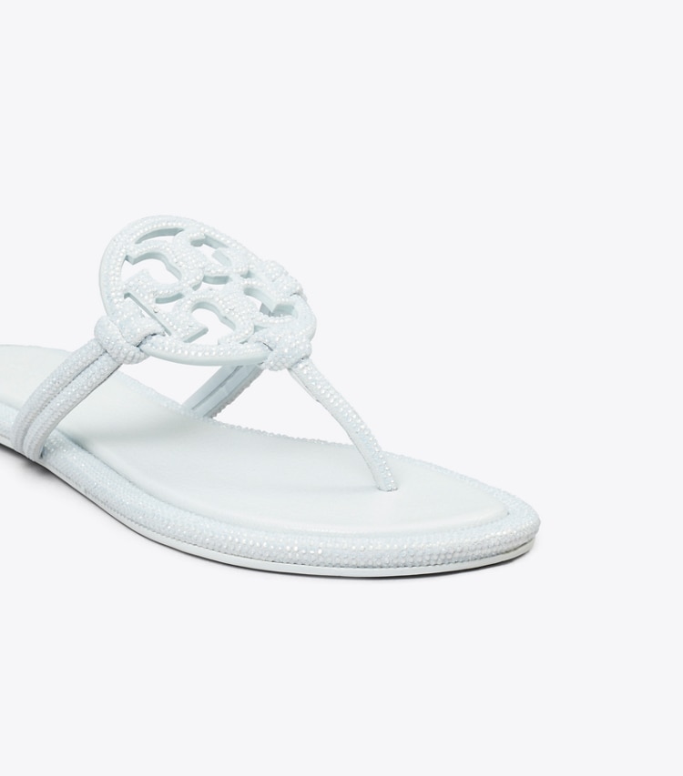 Tory Burch designer sandals Miller Pavé Knotted Sandal in LIGHT SUMMIT detail