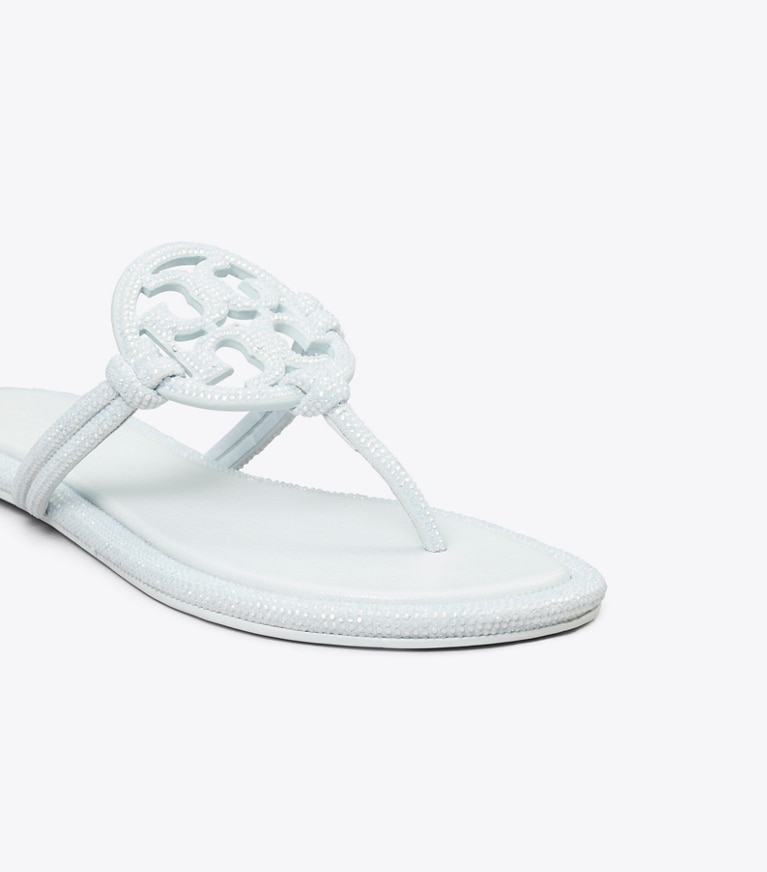 Tory Burch designer sandals Miller Pavé Knotted Sandal in LIGHT SUMMIT angle