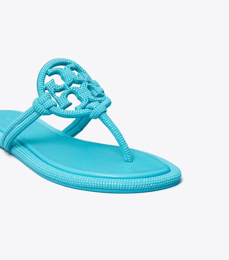 Tory Burch designer sandals Miller Pavé Knotted Sandal in SOFT TURQUOISE detail