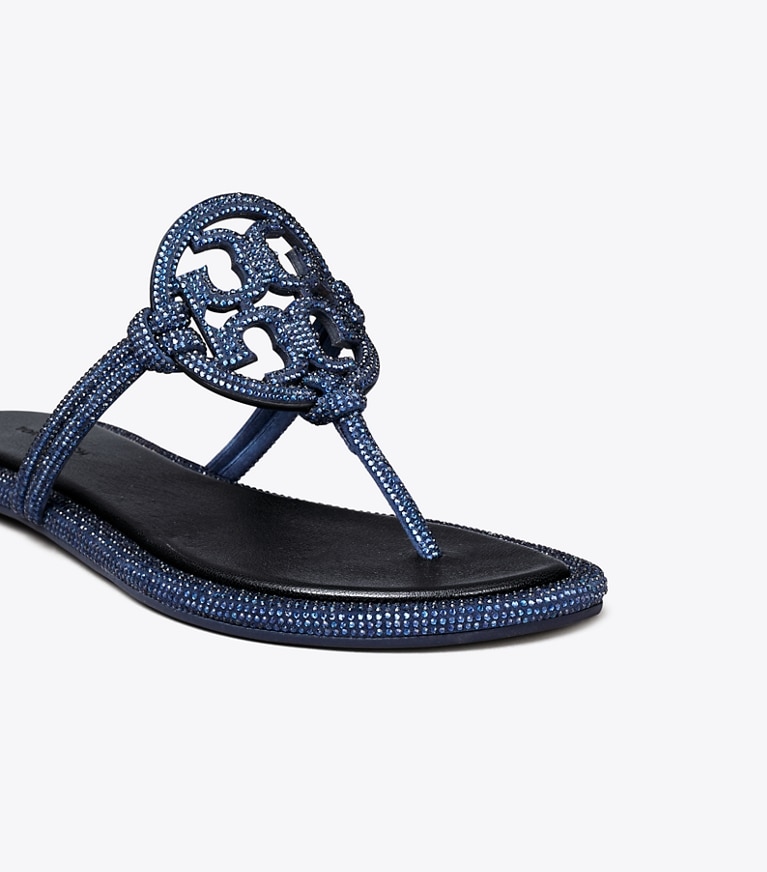 Tory Burch designer sandals Miller Pavé Knotted Sandal in PERFECT NAVY detail