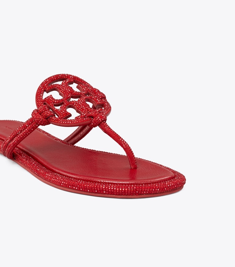 Tory Burch designer sandals Miller Pavé Knotted Sandal in RUBY angle