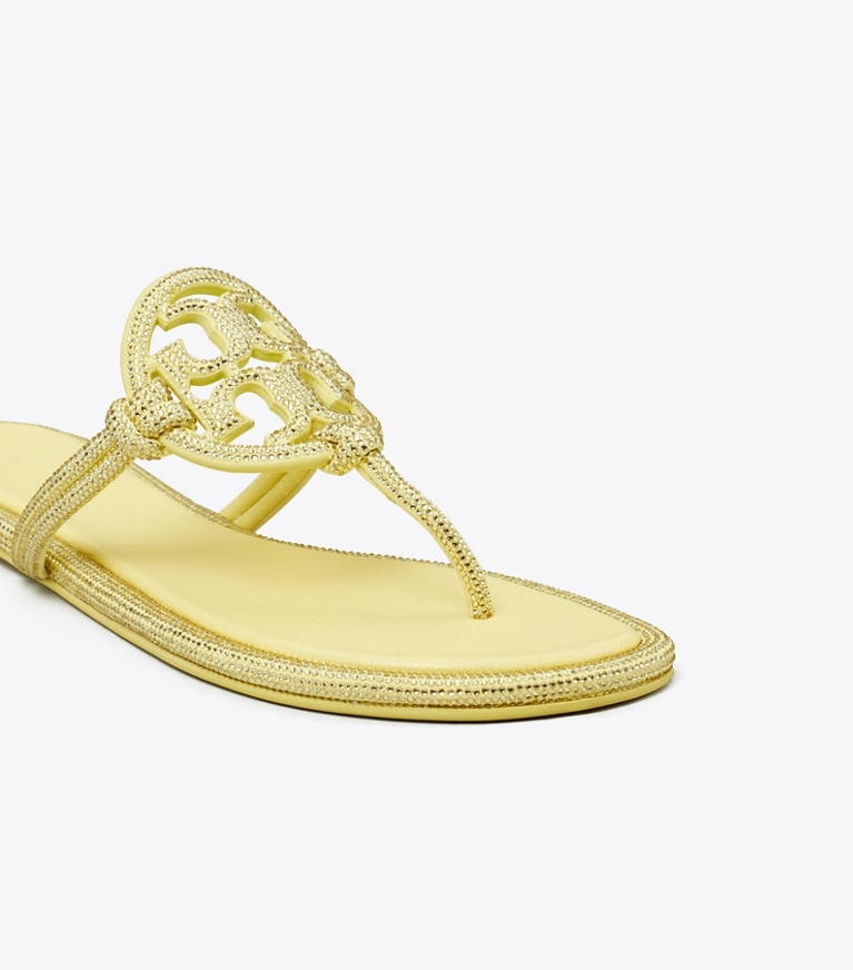 Tory Burch designer sandals Miller Pavé Knotted Sandal in MATTE SUN angle