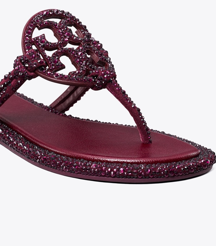 Tory Burch designer sandals Miller Pavé Knotted Sandal in DARK CARMINE detail