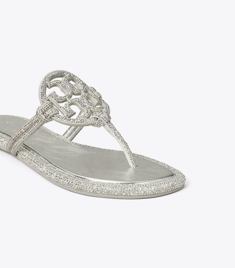 Tory Burch designer sandals Miller Pavé Knotted Sandal in SILVER angle