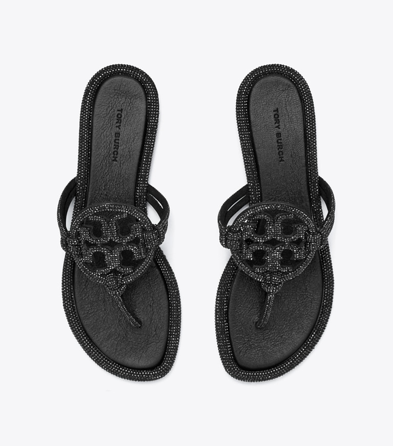 Tory Burch designer サンダル ミラー パヴェ ノット サンダル in PERFECT BLACK angle