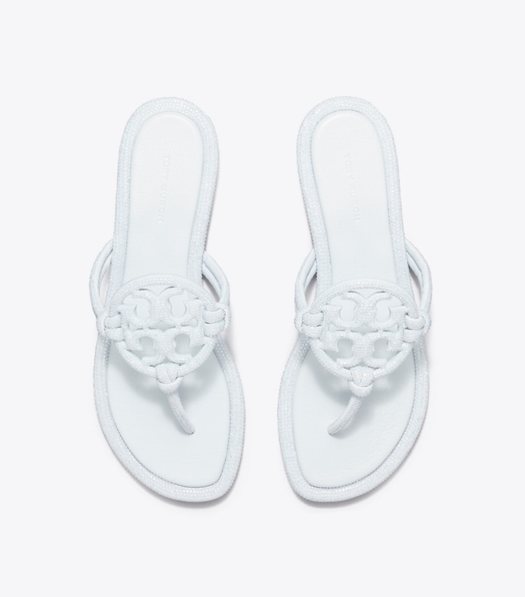 Tory Burch designer sandals Miller Pavé Knotted Sandal in LIGHT SUMMIT overhead