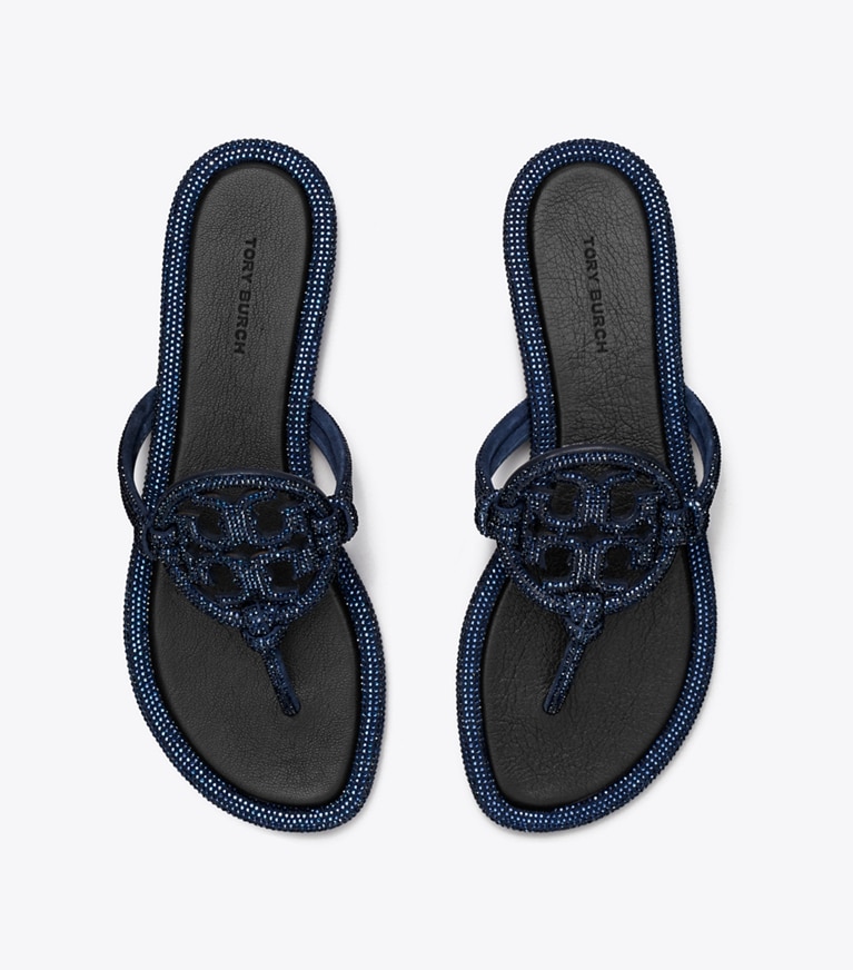 Tory Burch designer sandals Miller Pavé Knotted Sandal in PERFECT NAVY overhead