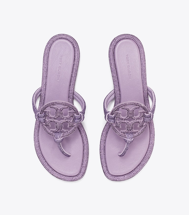 Tory Burch designer sandals Miller Pavé Knotted Sandal in DARK LILAC overhead