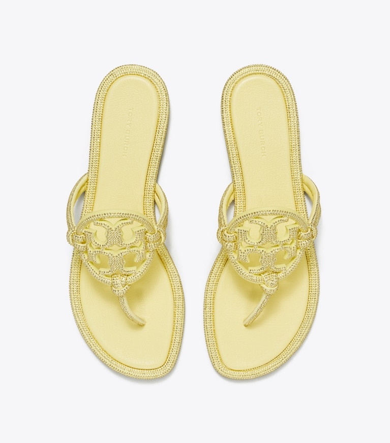 Tory Burch designer sandals Miller Pavé Knotted Sandal in MATTE SUN angle