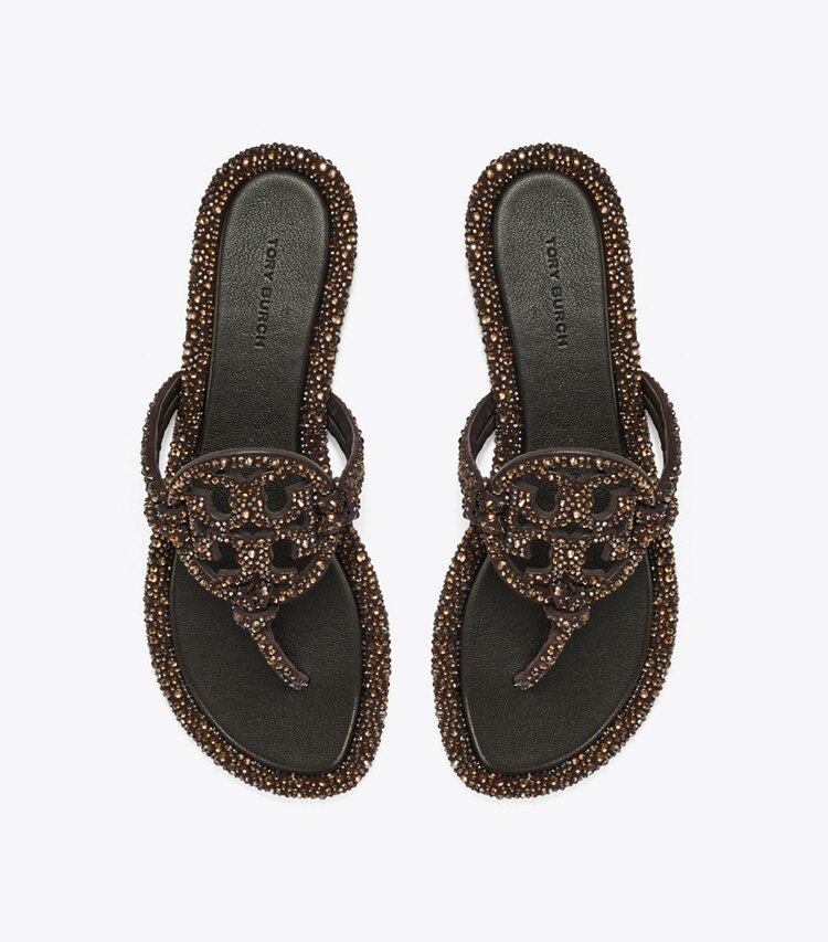 Tory Burch designer sandals Miller Pavé Knotted Sandal in COCOA overhead