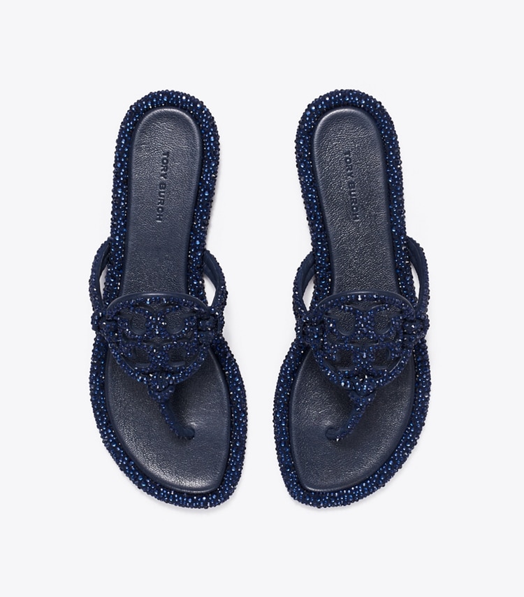 Tory Burch designer sandals Miller Pavé Knotted Sandal in NEW NAVY overhead
