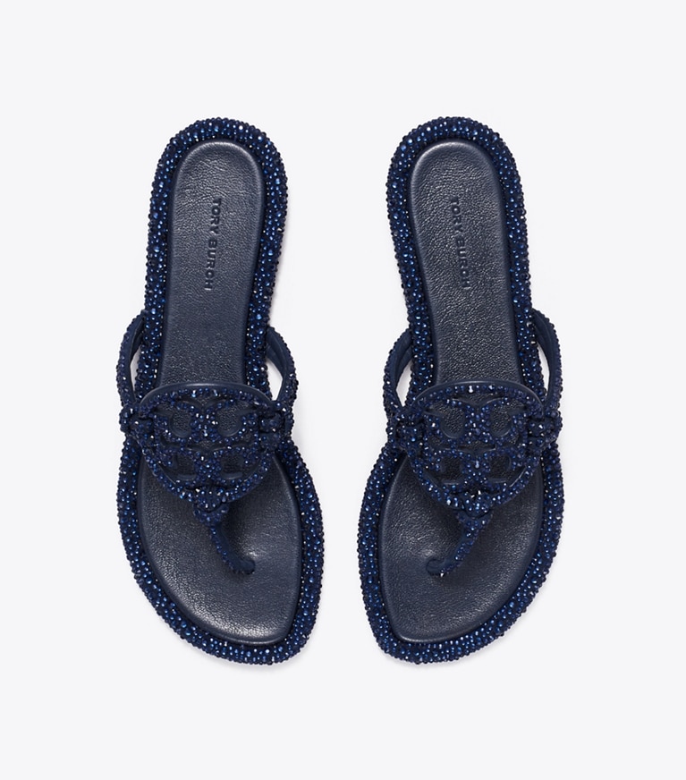 Tory Burch designer sandals Miller Pavé Knotted Sandal in NEW NAVY angle