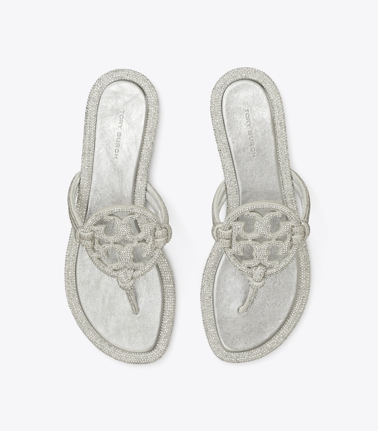Tory Burch designer sandals Miller Pavé Knotted Sandal in SILVER overhead