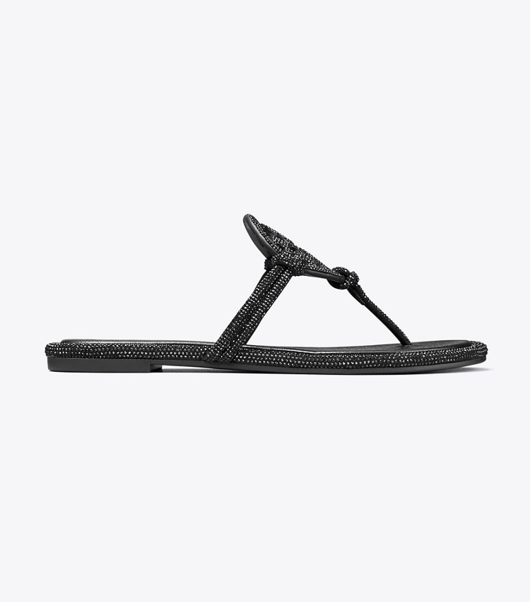 Tory Burch designer サンダル ミラー パヴェ ノット サンダル in PERFECT BLACK side