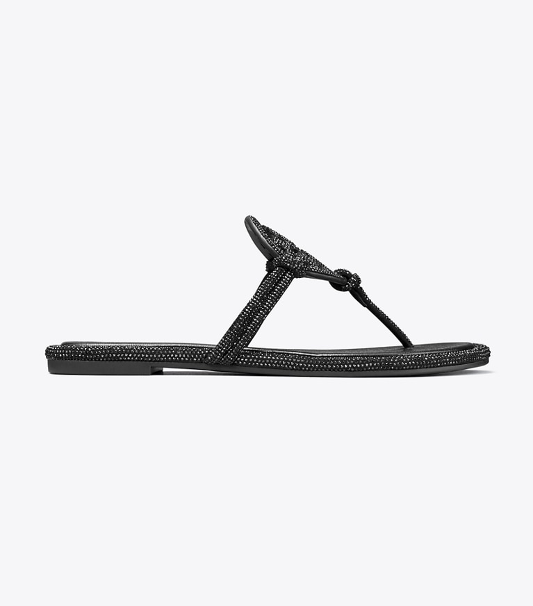 Tory Burch designer サンダル ミラー パヴェ ノット サンダル in PERFECT BLACK angle
