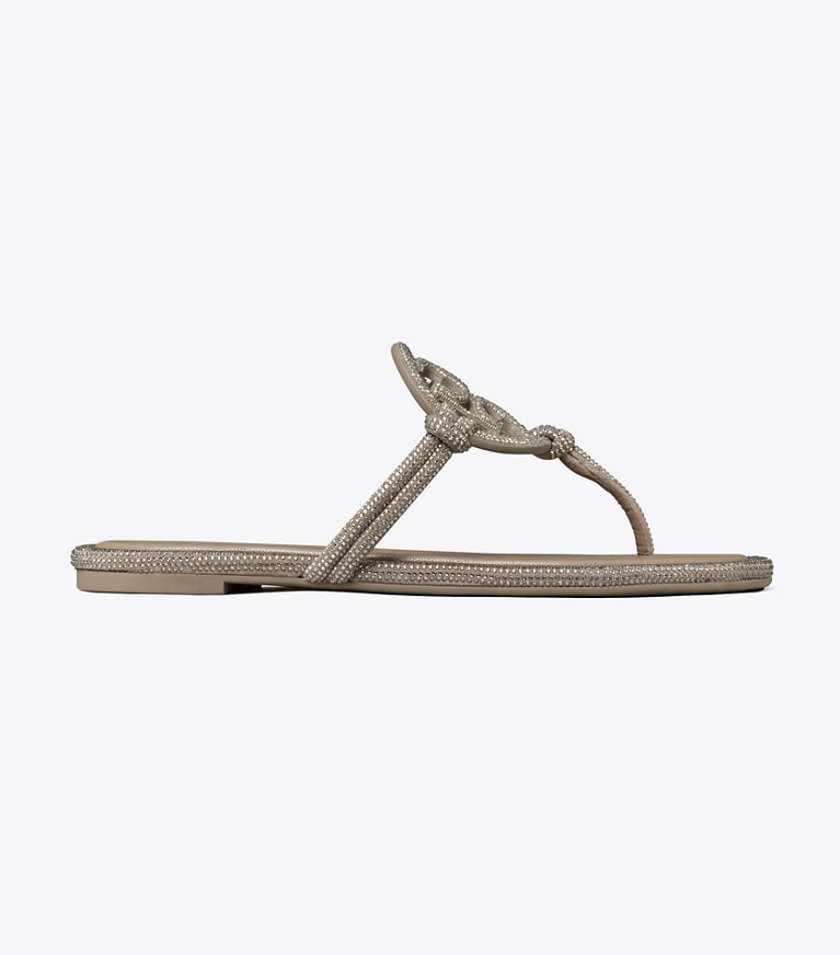 Tory Burch designer サンダル ミラー パヴェ ノット サンダル in DARK CLAY angle