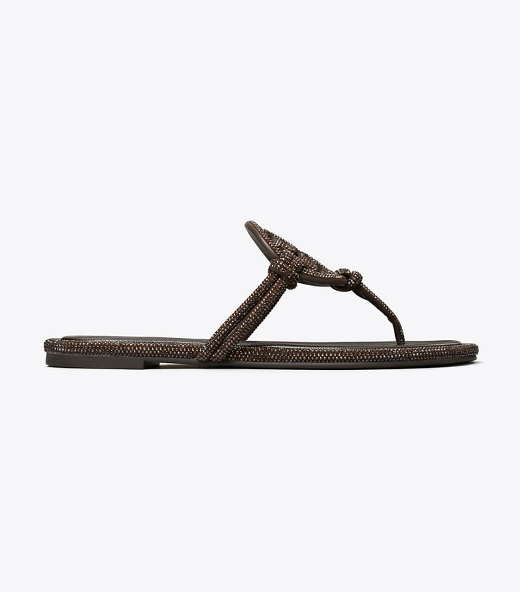 Tory Burch designer sandals Miller Pavé Knotted Sandal in COCOA side