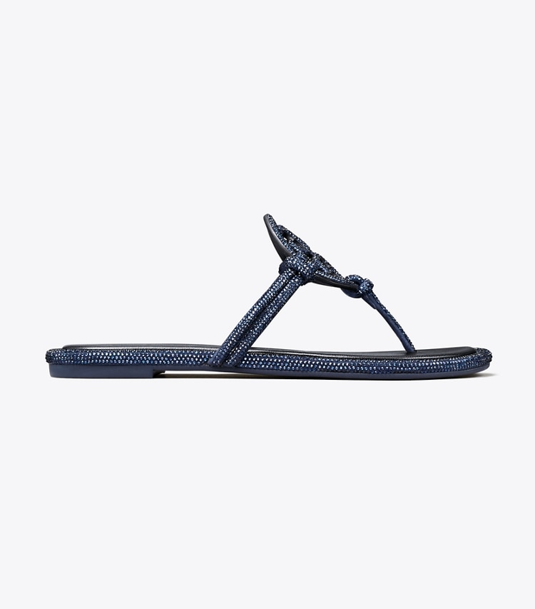 Tory Burch designer sandals Miller Pavé Knotted Sandal in PERFECT NAVY side