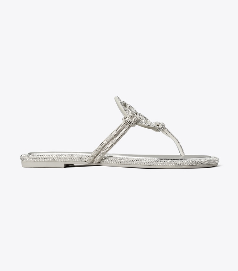 Tory Burch designer sandals Miller Pavé Knotted Sandal in SILVER angle