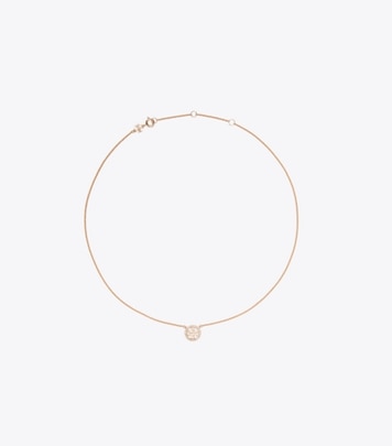 Tory Burch designer ネックレス ミラー パヴェ ペンダント ネックレス in Rose Gold/Crystal front