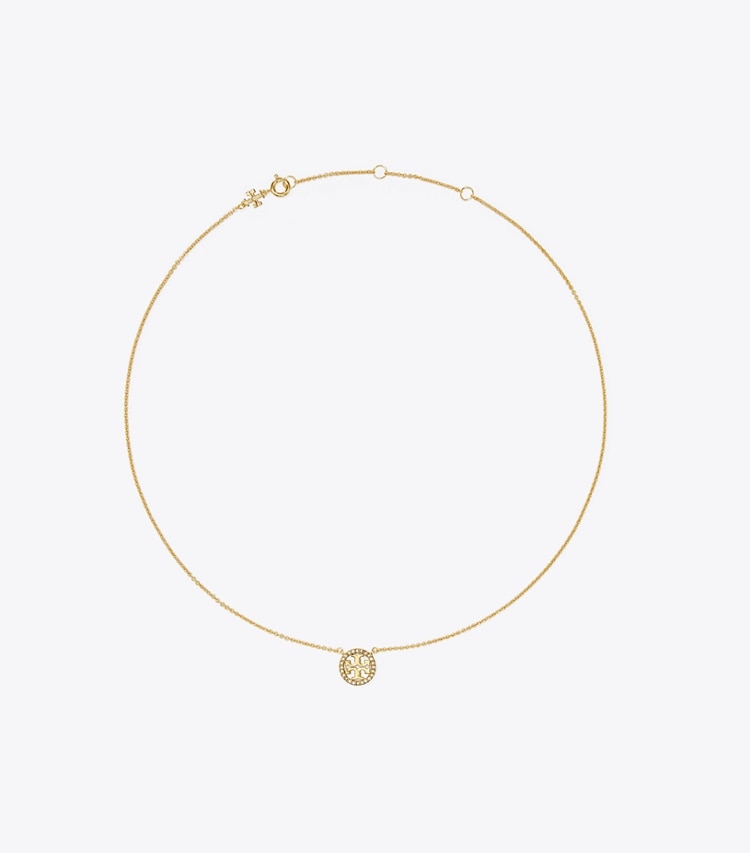 Tory Burch designer ネックレス ミラー パヴェ ペンダント ネックレス in Tory Gold/Crystal front