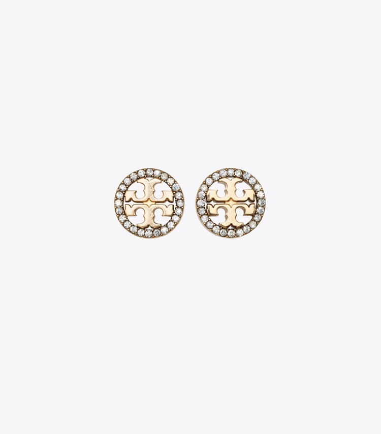 Tory Burch designer jewelry boxes Miller Pavé Necklace and Earring Gift Set in Tory Gold / Crystal detail