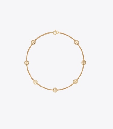 Tory Burch designer necklaces Miller Pavé Necklace in Tory Gold / Smoky Topaz front