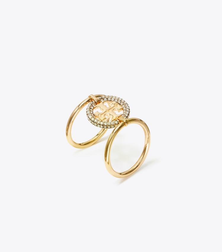 Tory Burch designer rings Miller Pavé Ring in Tory Gold / Crystal angle