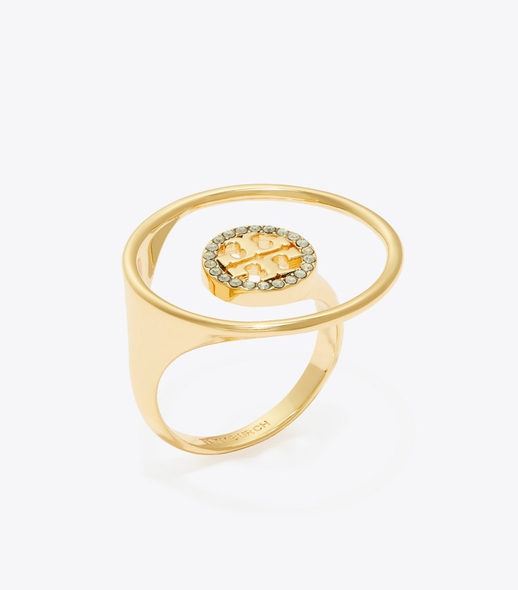 Tory Burch designer rings Miller Pavé Ring in Tory Gold / Crystal angle