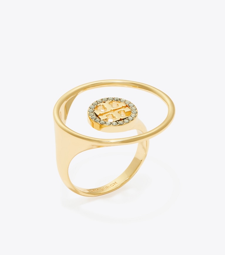 Tory Burch designer rings Miller Pavé Ring in Tory Gold / Crystal angle